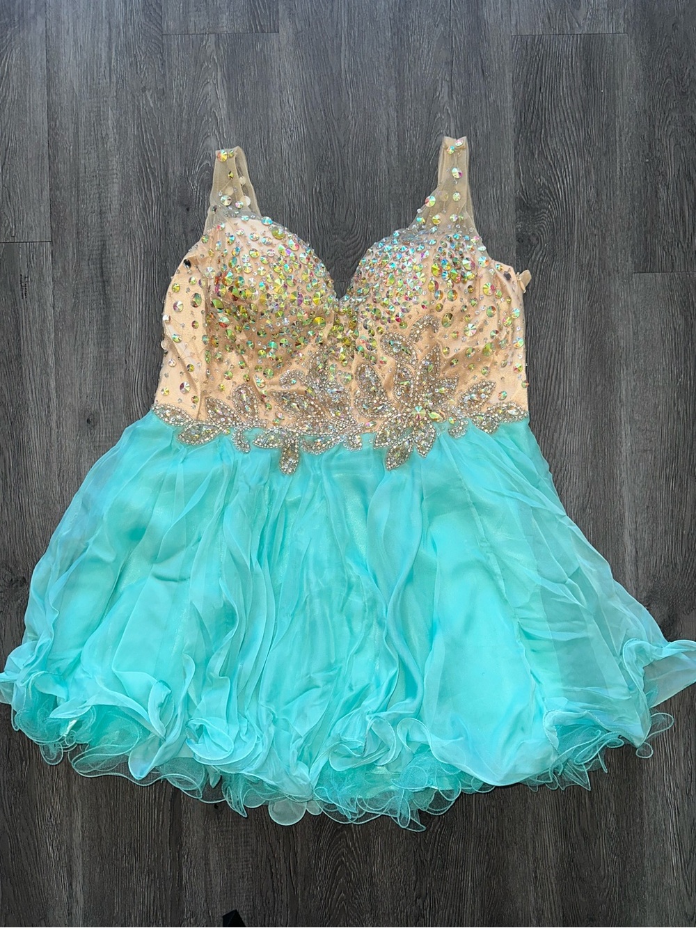 Fiesta Rhinestone Beaded Prom Dress